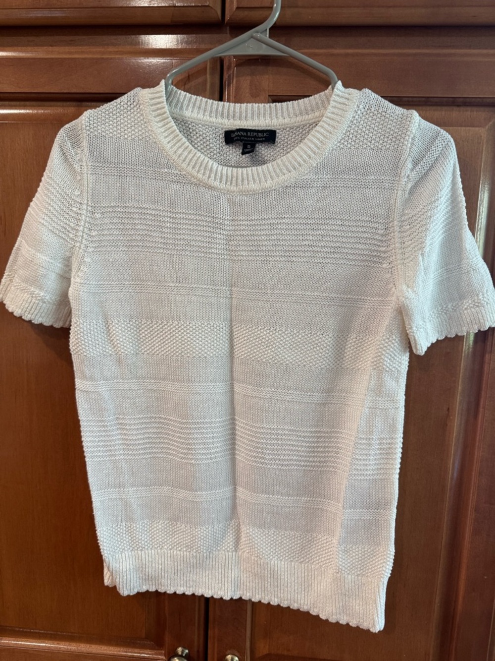 Banana Republic Cream Knit Short-Sleeve Sweater